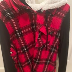 Black and red flannel hoodie